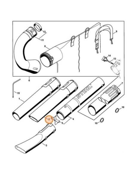 Donde va el tubo plano posicionado en la sopladora